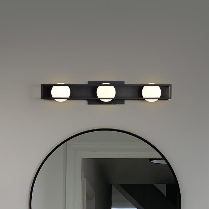 Vanity Nuvo 62-2243 Jenkins - 24 Inch 3 Light LED Vanity - Matte Black with Frosted Glass Nuvo
