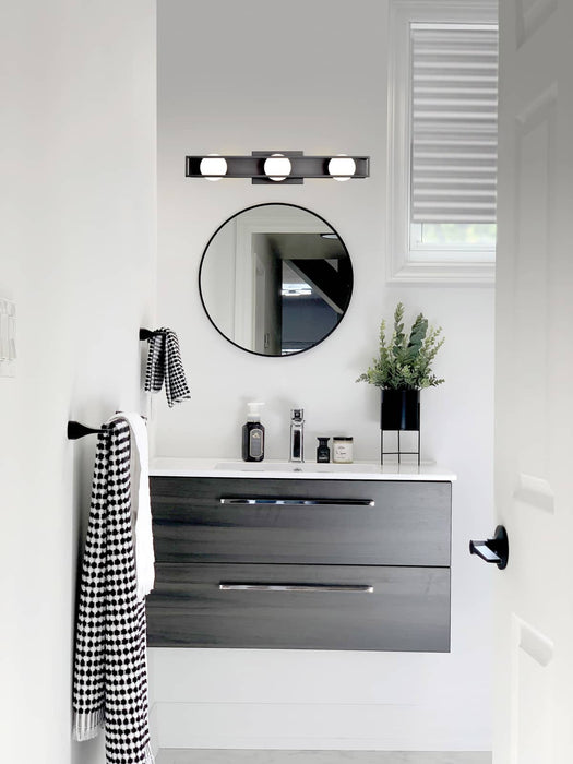 Vanity Nuvo 62-2243 Jenkins - 24 Inch 3 Light LED Vanity - Matte Black with Frosted Glass Nuvo