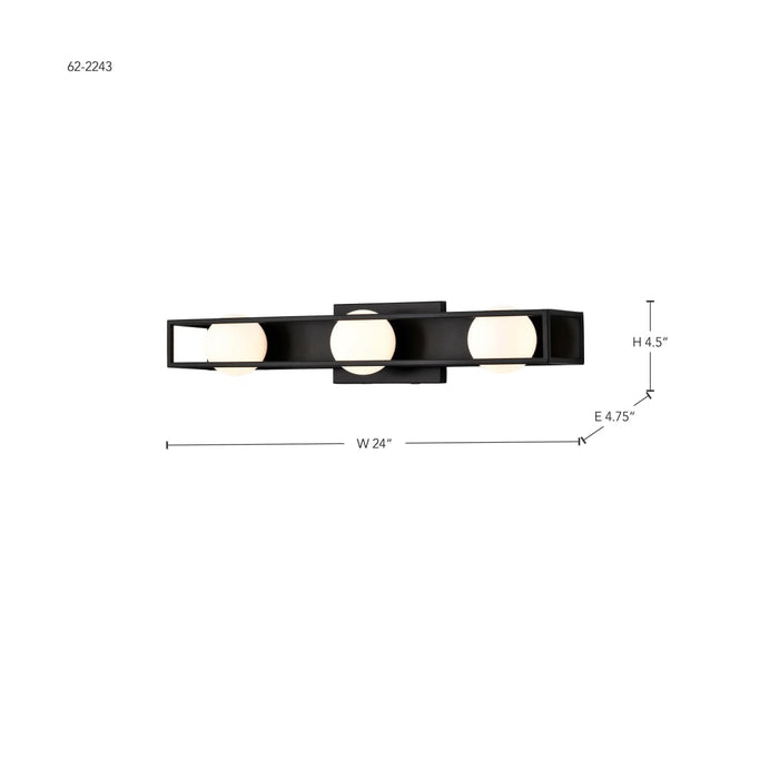 Vanity Nuvo 62-2243 Jenkins - 24 Inch 3 Light LED Vanity - Matte Black with Frosted Glass Nuvo