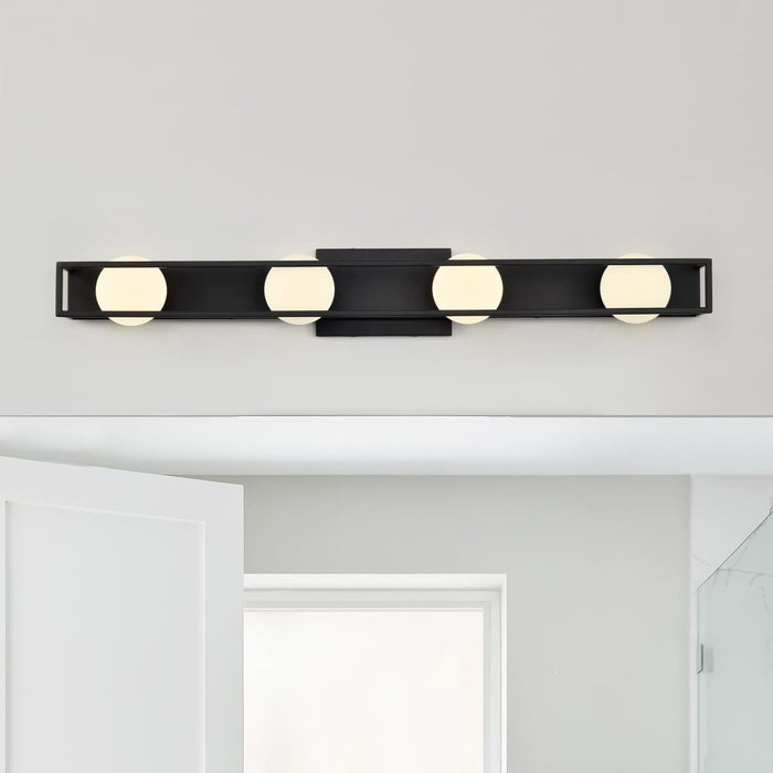Vanity Nuvo 62-2244 Jenkins - 32 Inch 4 Light LED Vanity - Matte Black with Frosted Glass Nuvo