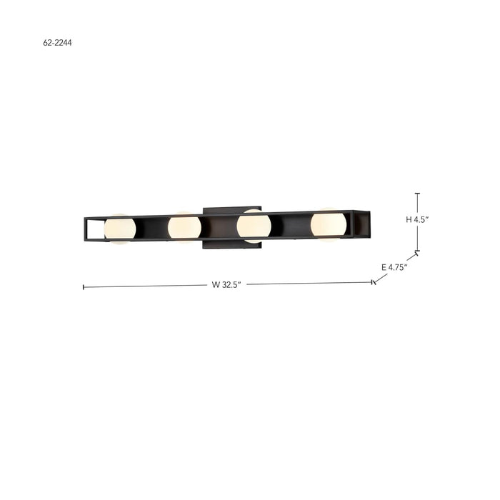 Vanity Nuvo 62-2244 Jenkins - 32 Inch 4 Light LED Vanity - Matte Black with Frosted Glass Nuvo