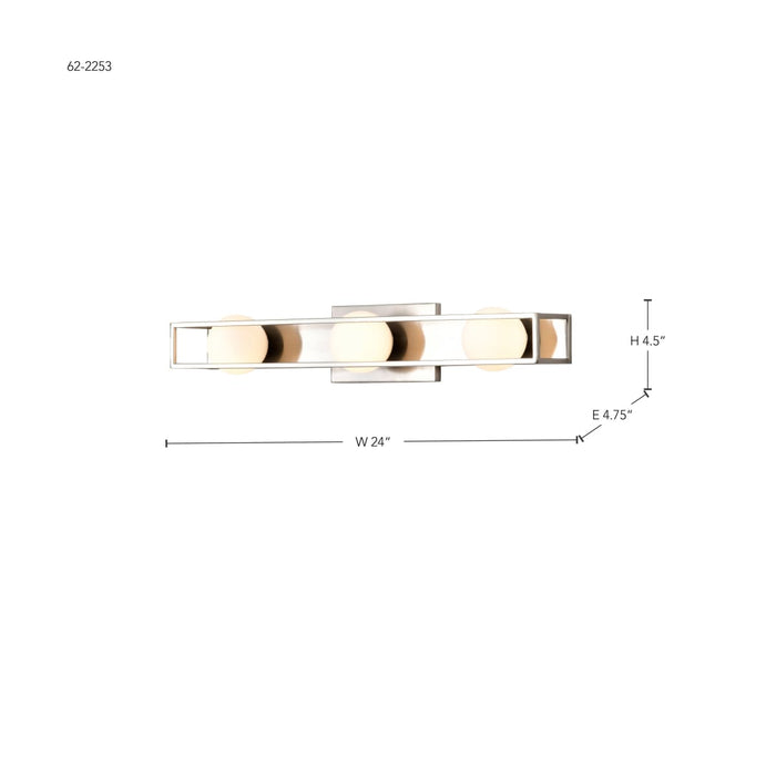 Vanity Nuvo 62-2253 Jenkins - 24 Inch 3 Light LED Vanity - Brushed Nickel with Frosted Glass Nuvo