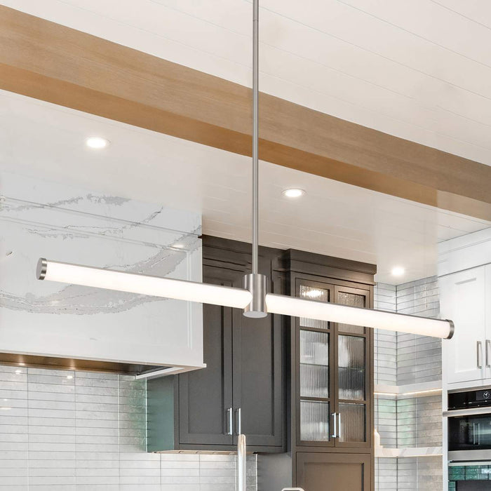 Island Pendant Nuvo 62-2272 Bowman - 36 Inch LED Island Pendant - Brushed Nickel - Acrylic Lens Nuvo
