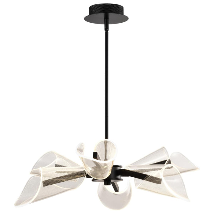 Chandelier Nuvo 62-2281 Sedona - 28 Inch 6 Light LED Chandelier - Matte Black - Silk Screened Acrylic Lens Nuvo