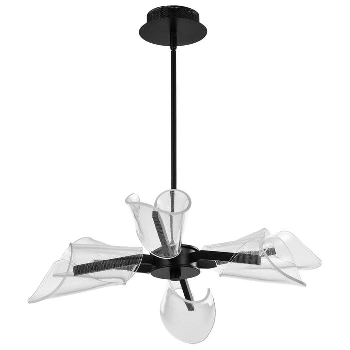 Chandelier Nuvo 62-2281 Sedona - 28 Inch 6 Light LED Chandelier - Matte Black - Silk Screened Acrylic Lens Nuvo