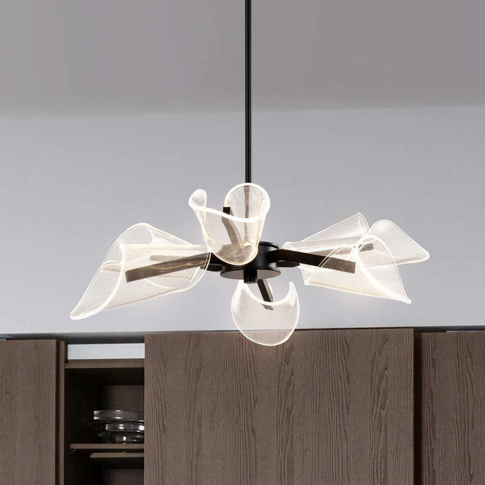 Chandelier Nuvo 62-2281 Sedona - 28 Inch 6 Light LED Chandelier - Matte Black - Silk Screened Acrylic Lens Nuvo