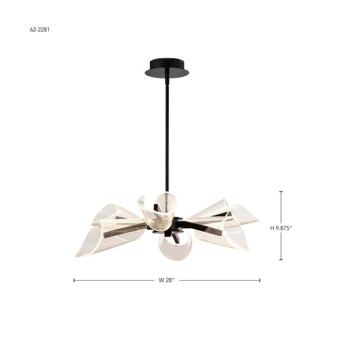 Chandelier Nuvo 62-2281 Sedona - 28 Inch 6 Light LED Chandelier - Matte Black - Silk Screened Acrylic Lens Nuvo