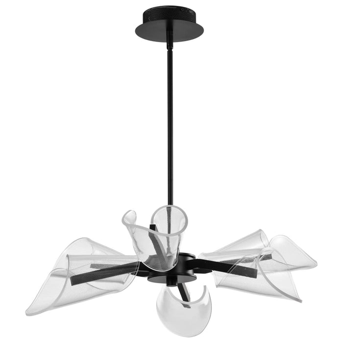 Chandelier Nuvo 62-2281 Sedona - 28 Inch 6 Light LED Chandelier - Matte Black - Silk Screened Acrylic Lens Nuvo