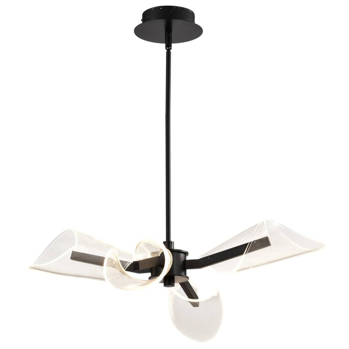 Chandelier Nuvo 62-2283 Sedona - 27 Inch 4 Light LED Chandelier - Matte Black - Silk Screened Acrylic Lens Nuvo