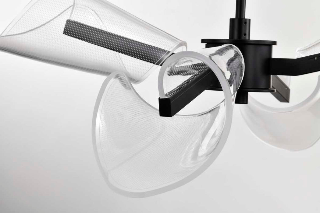 Chandelier Nuvo 62-2283 Sedona - 27 Inch 4 Light LED Chandelier - Matte Black - Silk Screened Acrylic Lens Nuvo