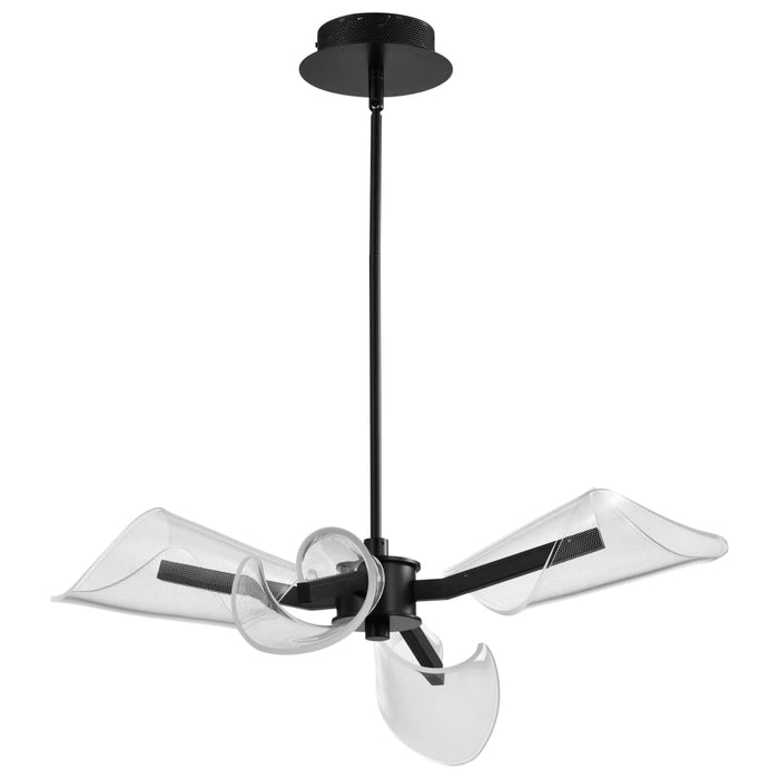 Chandelier Nuvo 62-2283 Sedona - 27 Inch 4 Light LED Chandelier - Matte Black - Silk Screened Acrylic Lens Nuvo