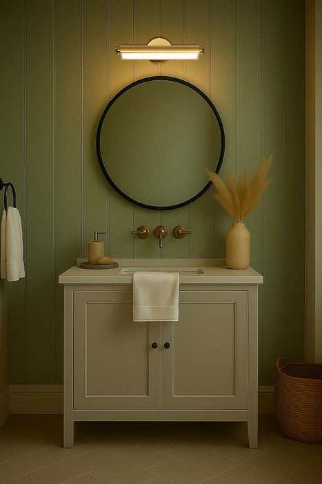 Vanity Nuvo 62-2352 Auden - 18 Inch LED Vanity - 3 CCT Selectable - Vintage Brass Finish - Acrylic Lens Nuvo