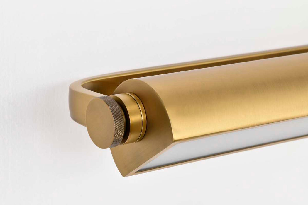 Vanity Nuvo 62-2362 Auden - 36 Inch LED Vanity - 3 CCT Selectable - Vintage Brass Finish - Acrylic Lens Nuvo