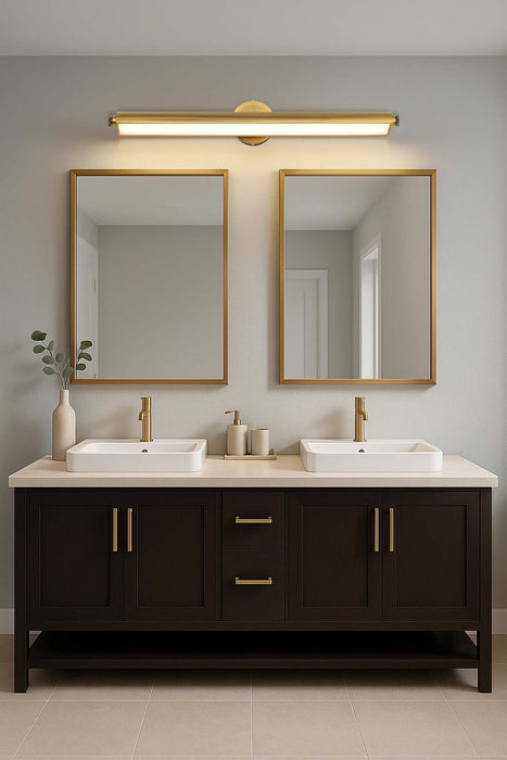 Vanity Nuvo 62-2362 Auden - 36 Inch LED Vanity - 3 CCT Selectable - Vintage Brass Finish - Acrylic Lens Nuvo