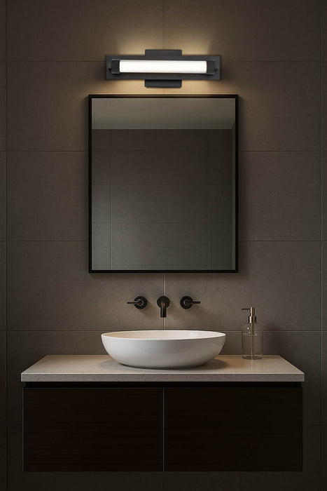 Vanity Nuvo 62-2380 Larissa - 14 Inch LED Vanity - 3000K CCT - Black Finish - Opaque Glass Nuvo
