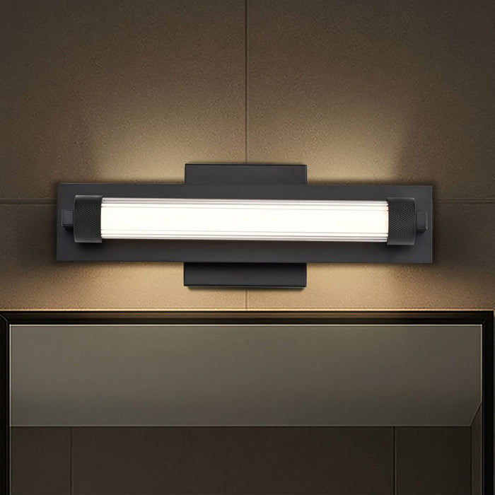 Vanity Nuvo 62-2380 Larissa - 14 Inch LED Vanity - 3000K CCT - Black Finish - Opaque Glass Nuvo
