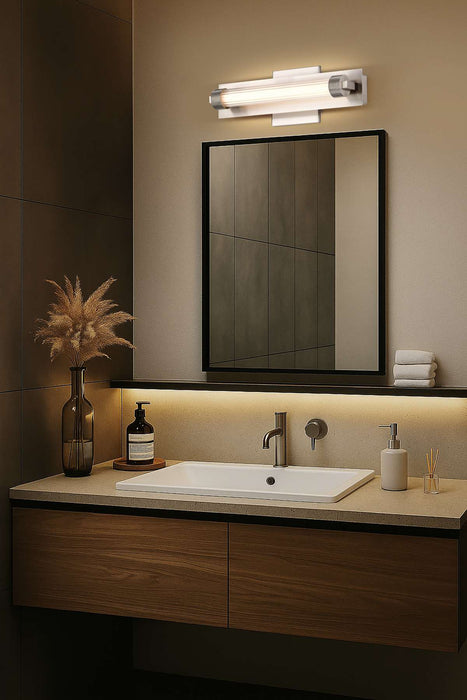 Vanity Nuvo 62-2381 Larissa - 14 Inch LED Vanity - 3000K CCT - Brushed Nickel Finish - Opaque Glass Nuvo