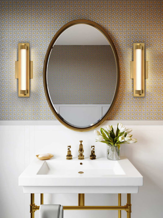 Vanity Nuvo 62-2382 Larissa - 14 Inch LED Vanity - 3000K CCT - Vintage Brass Finish - Opaque Glass Nuvo