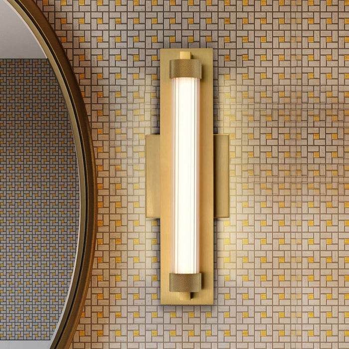 Vanity Nuvo 62-2382 Larissa - 14 Inch LED Vanity - 3000K CCT - Vintage Brass Finish - Opaque Glass Nuvo