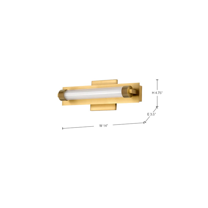 Vanity Nuvo 62-2382 Larissa - 14 Inch LED Vanity - 3000K CCT - Vintage Brass Finish - Opaque Glass Nuvo