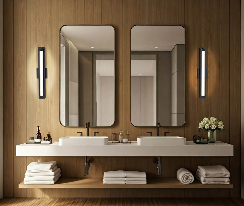 Vanity Nuvo 62-2385 Larissa - 24 Inch LED Vanity - 3000K CCT - Black Finish - Opaque Glass Nuvo