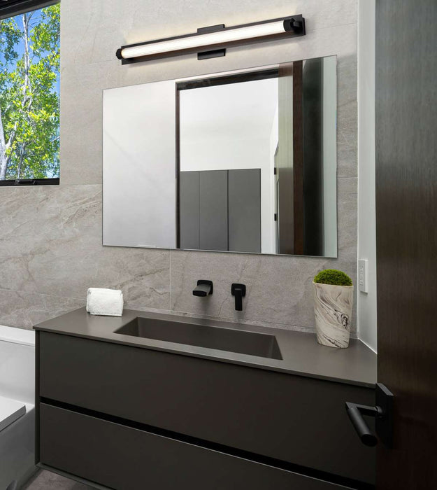 Vanity Nuvo 62-2390 Larissa - 32 Inch LED Vanity - 3000K CCT - Black Finish - Opaque Glass Nuvo