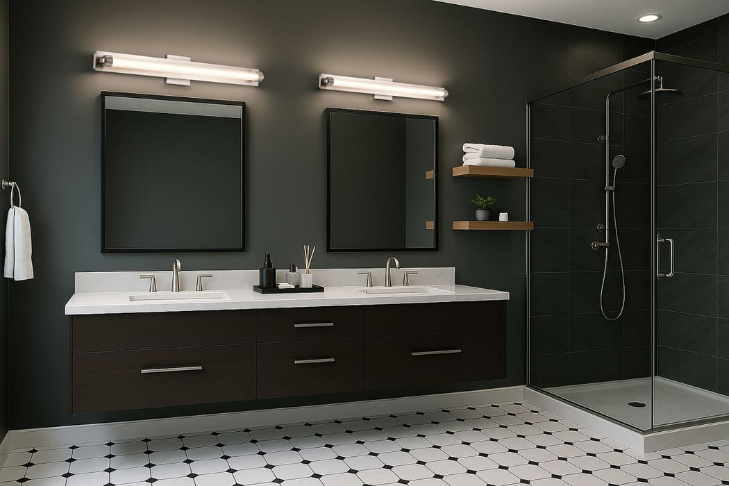Vanity Nuvo 62-2391 Larissa - 32 Inch LED Vanity - 3000K CCT - Brushed Nickel Finish - Opaque Glass Nuvo