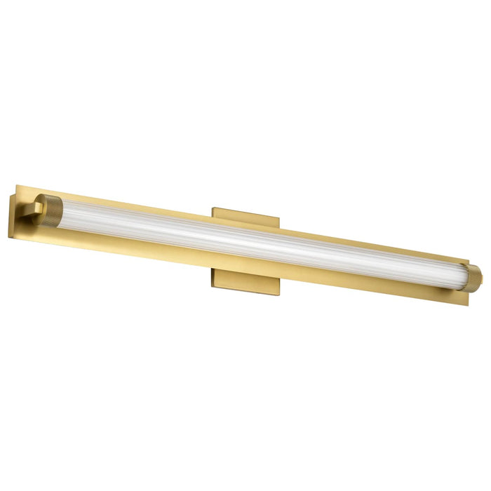 Vanity Nuvo 62-2392 Larissa - 32 Inch LED Vanity - 3000K CCT - Vintage Brass Finish - Opaque Glass Nuvo