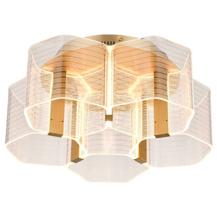 Flush Mount Nuvo 62-2401 Kenzo - LED 5 Light Flush Mount - Vintage Brass Finish - Light Guide Panel Nuvo