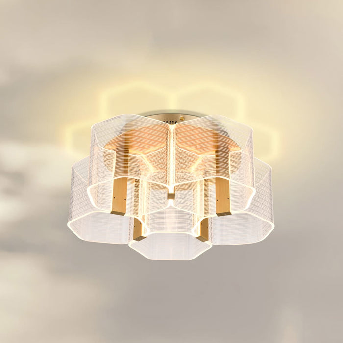 Flush Mount Nuvo 62-2401 Kenzo - LED 5 Light Flush Mount - Vintage Brass Finish - Light Guide Panel Nuvo