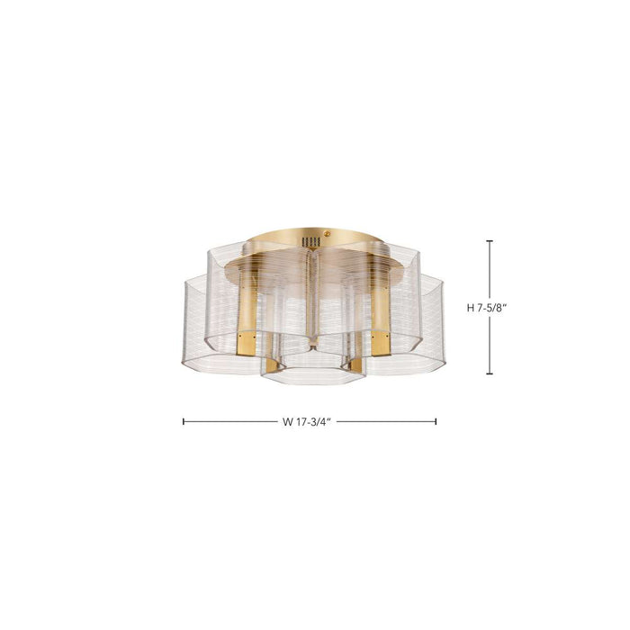 Flush Mount Nuvo 62-2401 Kenzo - LED 5 Light Flush Mount - Vintage Brass Finish - Light Guide Panel Nuvo