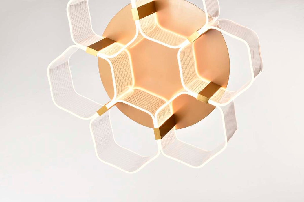 Flush Mount Nuvo 62-2402 Kenzo - LED 6 Light Flush Mount - Vintage Brass Finish - Light Guide Panel Nuvo