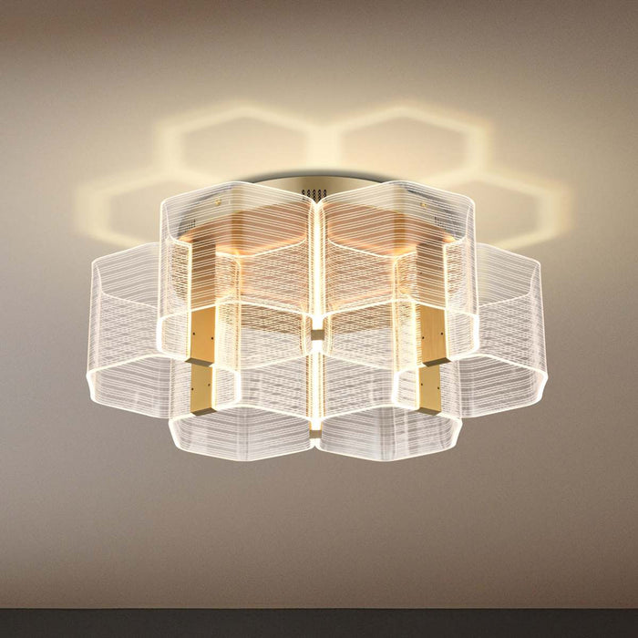 Flush Mount Nuvo 62-2402 Kenzo - LED 6 Light Flush Mount - Vintage Brass Finish - Light Guide Panel Nuvo