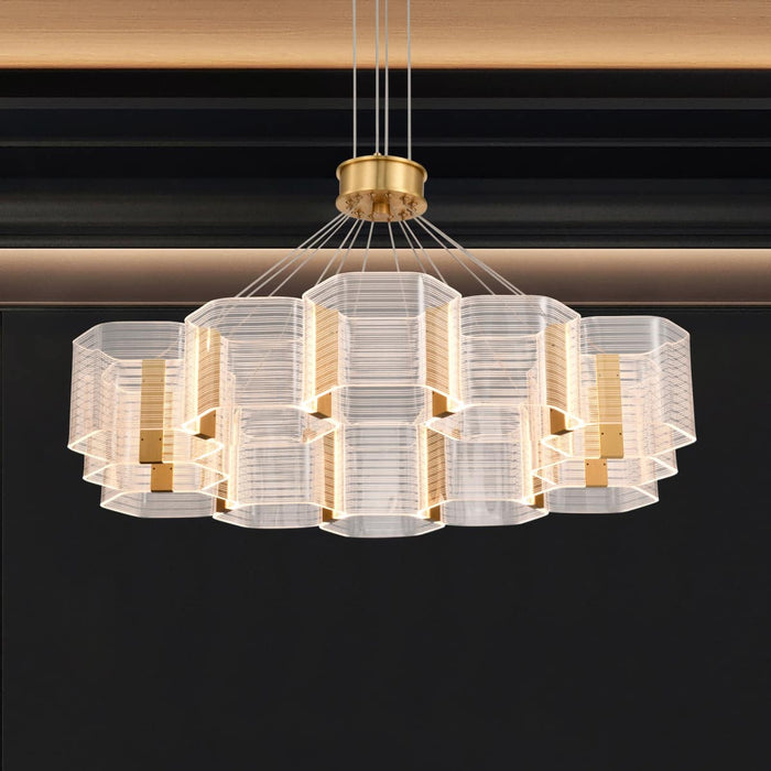 Chandelier Nuvo 62-2404 Kenzo - LED 12 Light Chandelier - Polished Anodized Bronze Finish - Light Guide Panel Nuvo