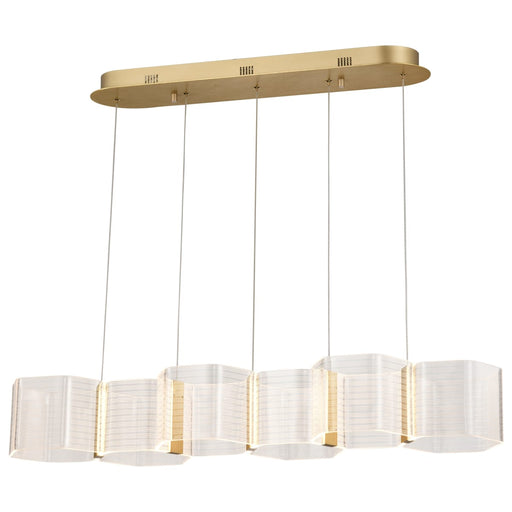 Pendant Nuvo 62-2405 Kenzo - LED 6 Light Island Pendant - Polished Anodized Bronze Finish - Light Guide Panel Nuvo