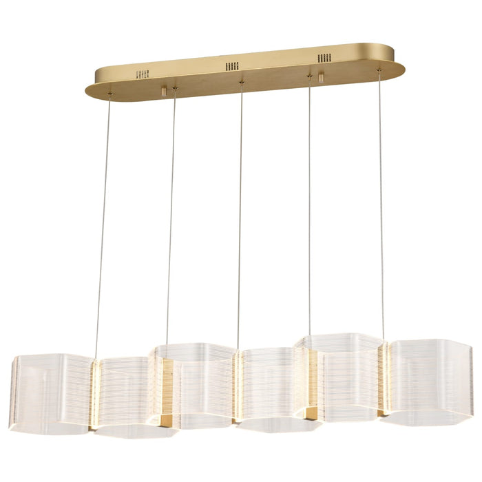 Pendant Nuvo 62-2405 Kenzo - LED 6 Light Island Pendant - Polished Anodized Bronze Finish - Light Guide Panel Nuvo