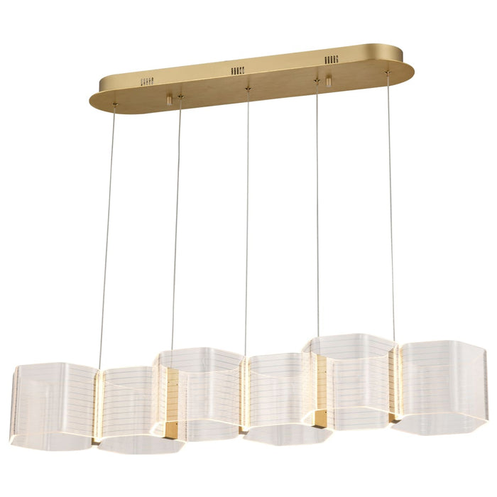 Pendant Nuvo 62-2405 Kenzo - LED 6 Light Island Pendant - Polished Anodized Bronze Finish - Light Guide Panel Nuvo