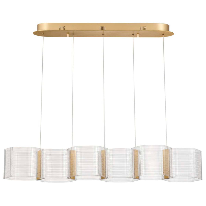 Pendant Nuvo 62-2405 Kenzo - LED 6 Light Island Pendant - Polished Anodized Bronze Finish - Light Guide Panel Nuvo