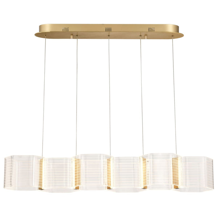 Pendant Nuvo 62-2405 Kenzo - LED 6 Light Island Pendant - Polished Anodized Bronze Finish - Light Guide Panel Nuvo