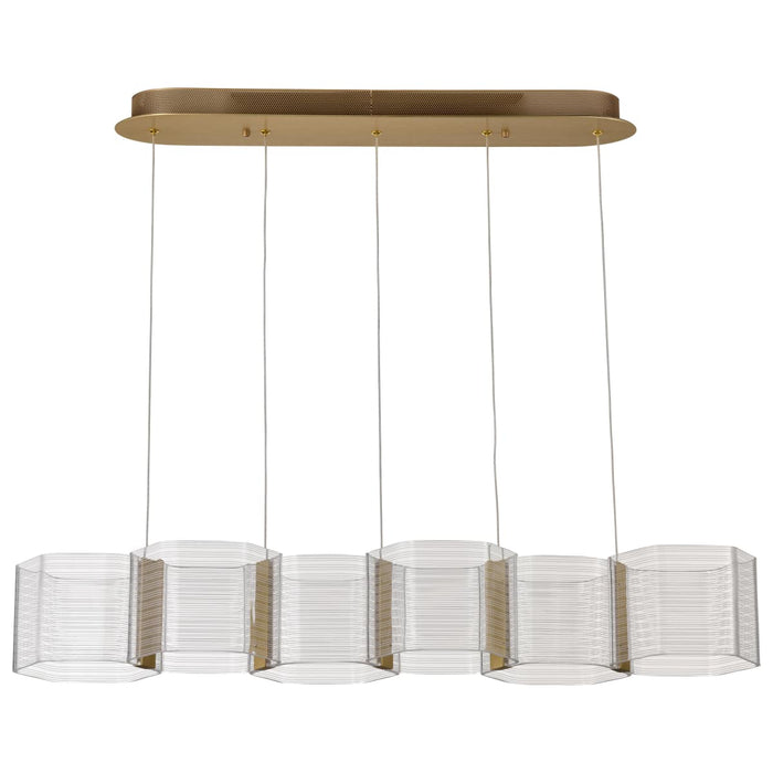Pendant Nuvo 62-2405 Kenzo - LED 6 Light Island Pendant - Polished Anodized Bronze Finish - Light Guide Panel Nuvo