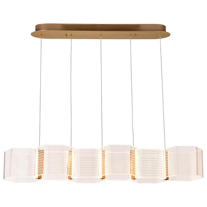 Pendant Nuvo 62-2405 Kenzo - LED 6 Light Island Pendant - Polished Anodized Bronze Finish - Light Guide Panel Nuvo