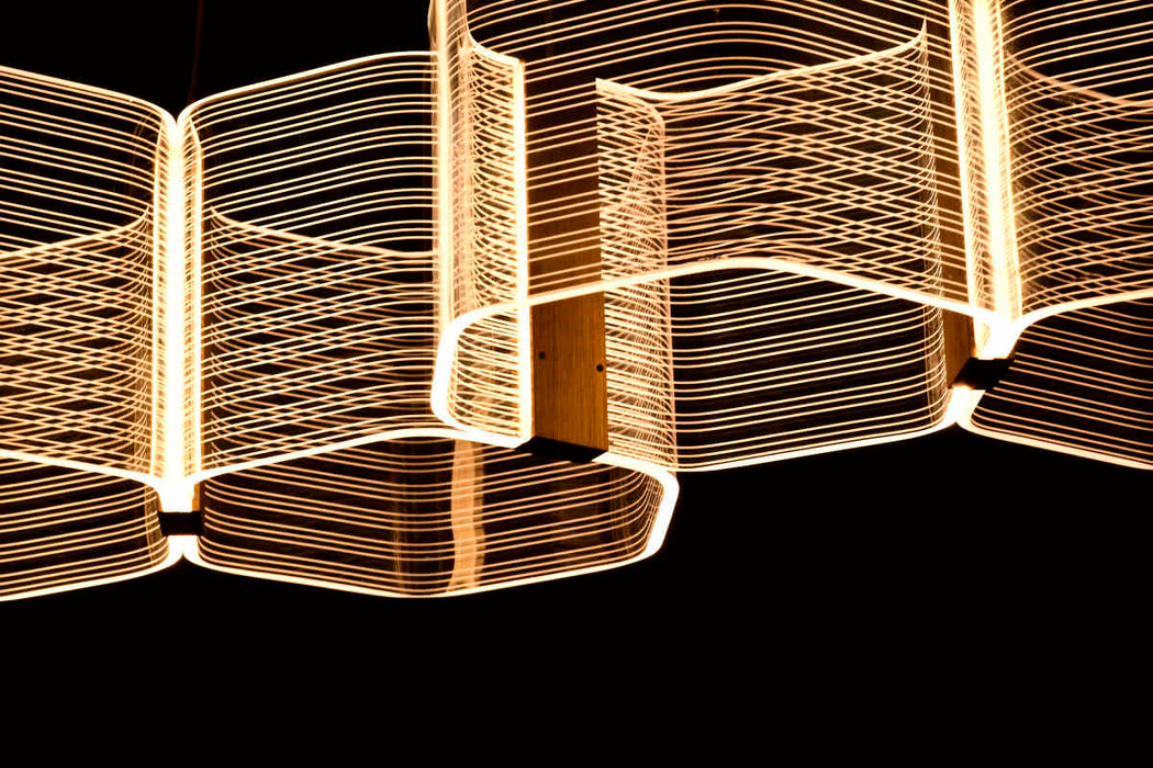 Pendant Nuvo 62-2405 Kenzo - LED 6 Light Island Pendant - Polished Anodized Bronze Finish - Light Guide Panel Nuvo