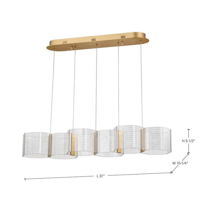 Pendant Nuvo 62-2405 Kenzo - LED 6 Light Island Pendant - Polished Anodized Bronze Finish - Light Guide Panel Nuvo