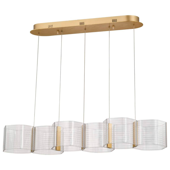 Pendant Nuvo 62-2405 Kenzo - LED 6 Light Island Pendant - Polished Anodized Bronze Finish - Light Guide Panel Nuvo