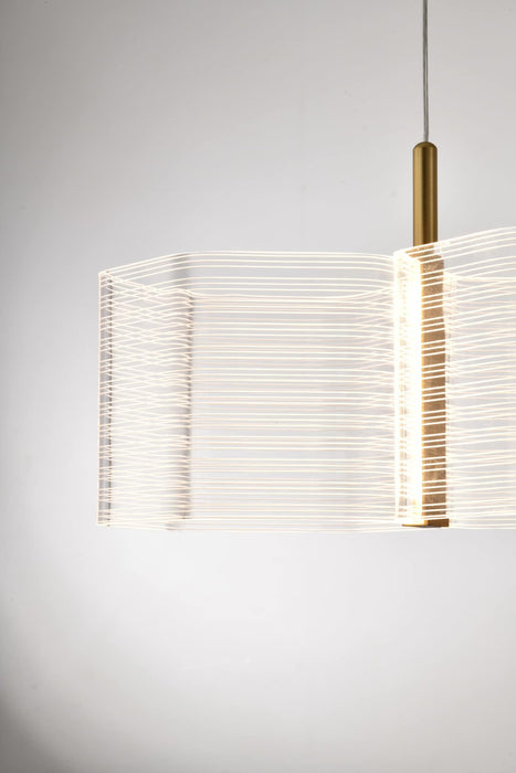Mini Pendant Nuvo 62-2406 Kenzo - LED 2 Light Mini Pendant - Polished Anodized Bronze Finish - Light Guide Panel Nuvo