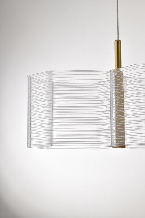 Mini Pendant Nuvo 62-2406 Kenzo - LED 2 Light Mini Pendant - Polished Anodized Bronze Finish - Light Guide Panel Nuvo