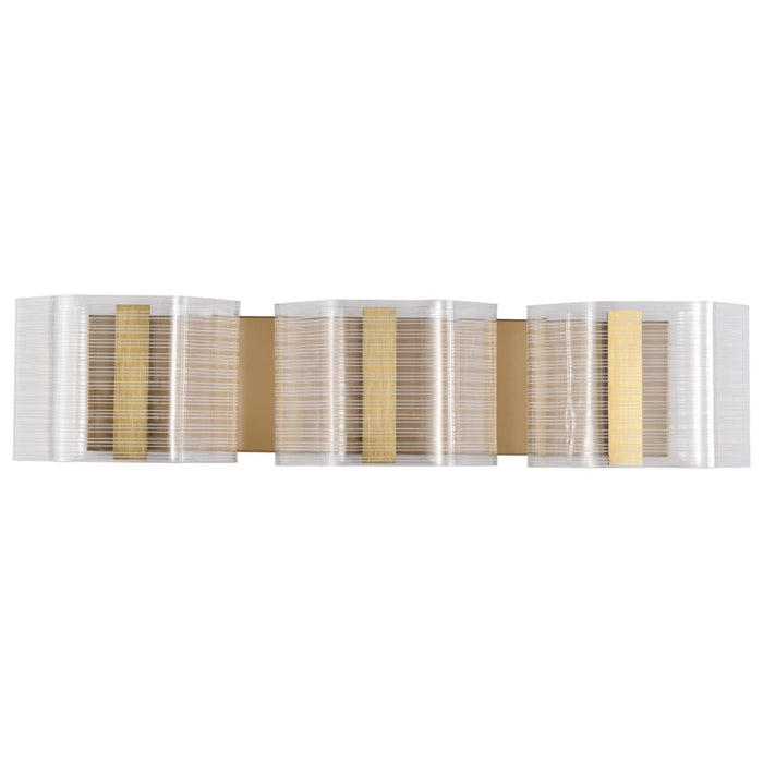 Vanity Nuvo 62-2408 Kenzo - LED 3 Light Vanity - Vintage Brass Finish - Light Guide Panel Nuvo