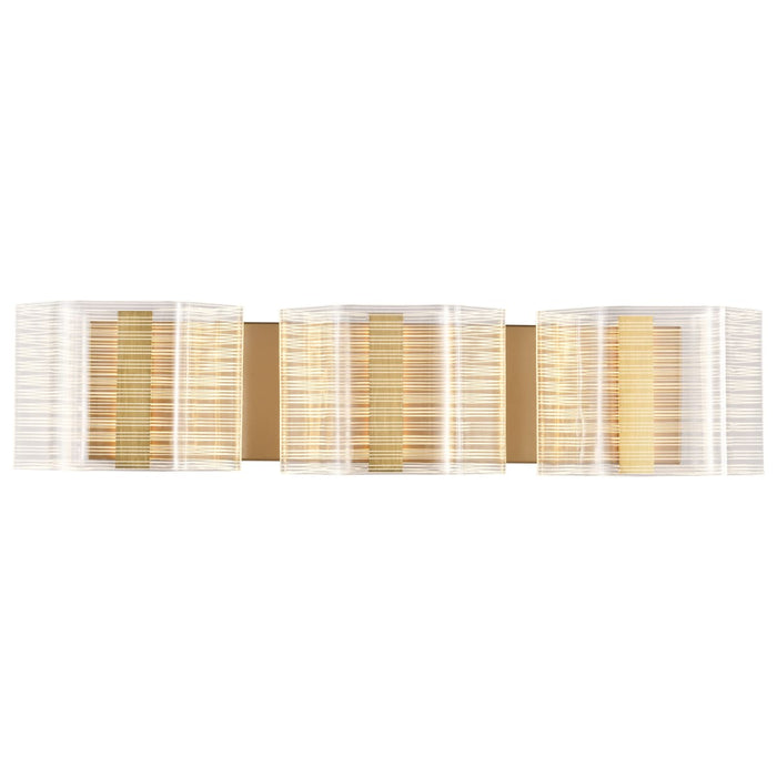 Vanity Nuvo 62-2408 Kenzo - LED 3 Light Vanity - Vintage Brass Finish - Light Guide Panel Nuvo