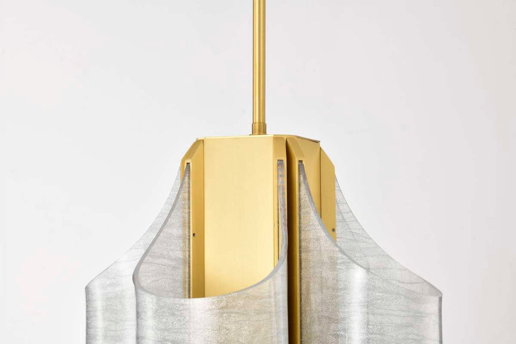 Pendant Nuvo 62-2412 Idris - LED 4 Light Pendant - Vintage Brass Finish - Light Guide Panels Nuvo
