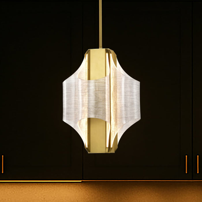 Pendant Nuvo 62-2412 Idris - LED 4 Light Pendant - Vintage Brass Finish - Light Guide Panels Nuvo